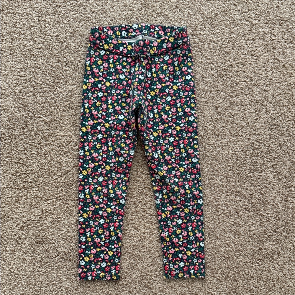 Janie and Jack Navy Floral Leggings with Pink & Yellow Blooms